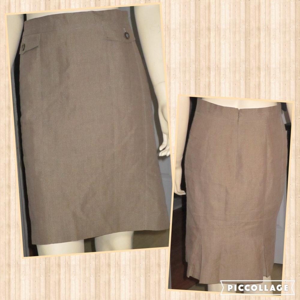 Ann Taylor Pencil Skirt - Brown with Gold Threads